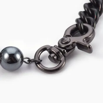 Hämatit-Armband mit drehbarem Karabiner und Stahlkette [product.brand] 2 - Rosmarinus (koreni-krumlov.cz / platce DPH) 