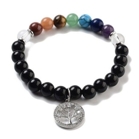 Chakren-Armband aus Obsidian mit Lebensbaum-Anhänger [product.brand] 1 - Rosmarinus (koreni-krumlov.cz / platce DPH) 