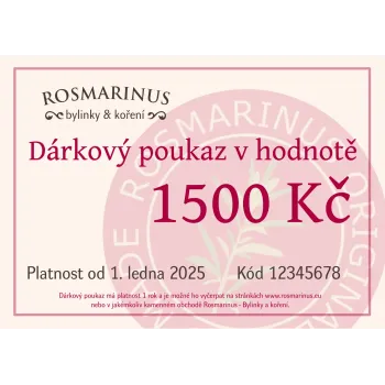 Geschenkgutschein 1500 CZK (per Post) [product.brand] 1 - Rosmarinus (koreni-krumlov.cz / platce DPH) 