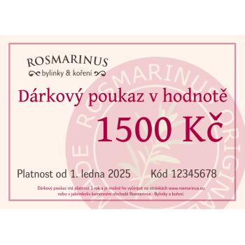 Geschenkgutschein 1500 CZK (elektronisch) [product.brand] 1 - Rosmarinus (koreni-krumlov.cz / platce DPH) 