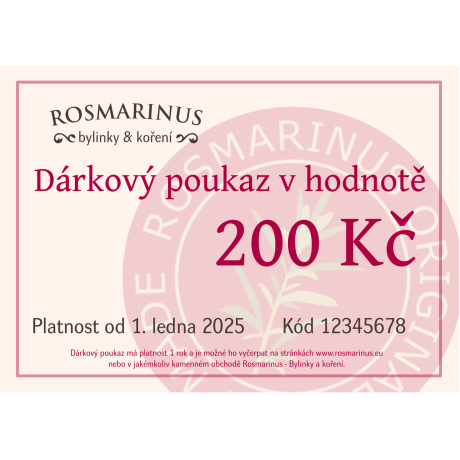 Geschenkgutschein 200 CZK (elektronisch) [product.brand] 1 - Rosmarinus (koreni-krumlov.cz / platce DPH) 