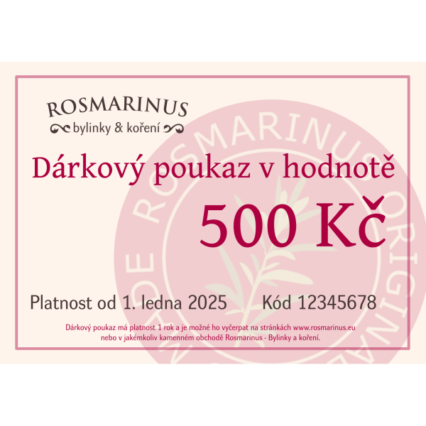 Geschenkgutschein 500 CZK (elektronisch) [product.brand] 1 - Rosmarinus (rosmarinus.eu) 