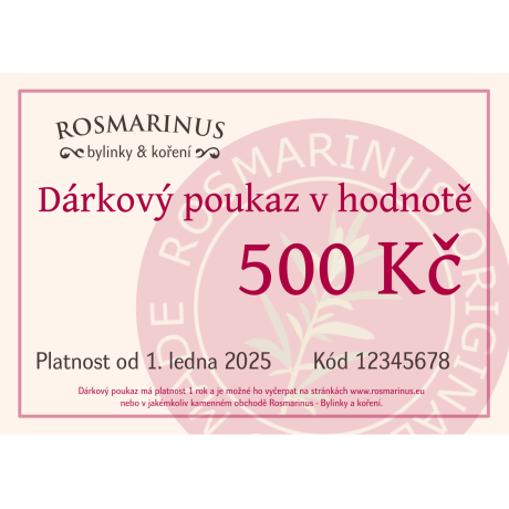 Geschenkgutschein 500 CZK (elektronisch) [product.brand] 1 - Rosmarinus (rosmarinus.eu) 