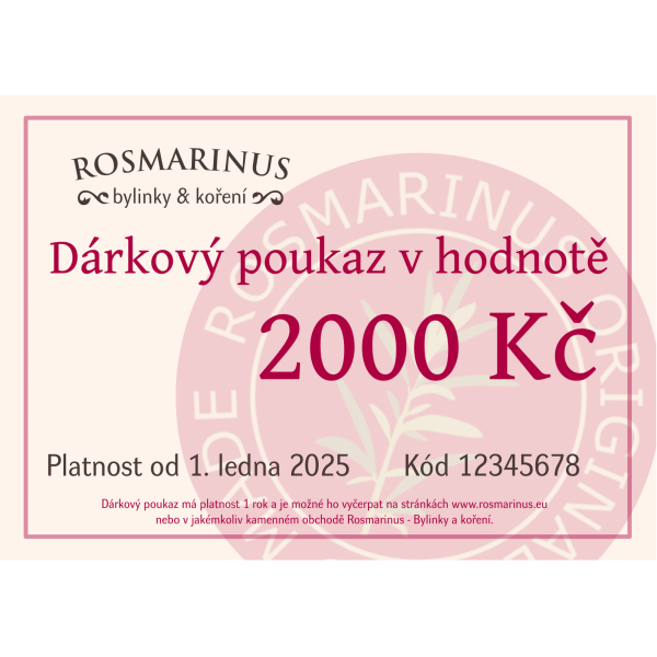 Geschenkgutschein 2000 CZK (elektronisch) [product.brand] 1 - Rosmarinus (koreni-krumlov.cz / platce DPH) 