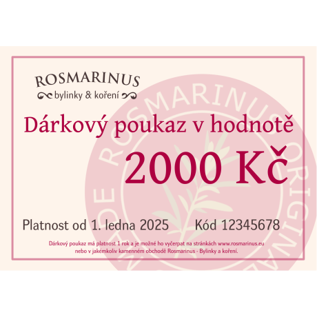 Geschenkgutschein 2000 CZK (elektronisch) [product.brand] 1 - Rosmarinus (koreni-krumlov.cz / platce DPH) 